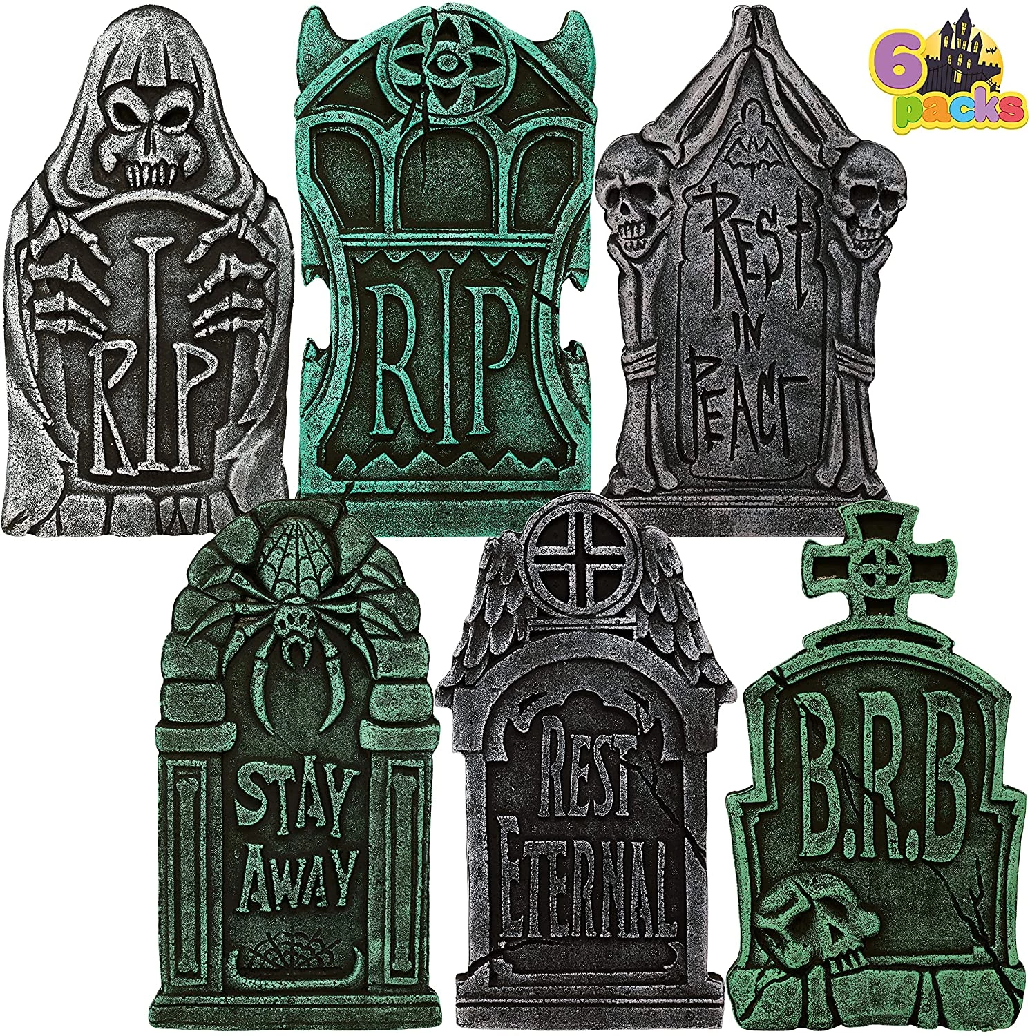 Joyin 6Pcs Foam Graveyard Tombstone 16.9in - Halloween Decorations