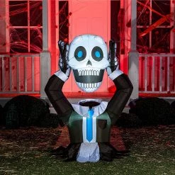 Joiedomi 5ft Halloween Ground Breaker Skeleton Holding Head Inflatable - Halloween Decorations