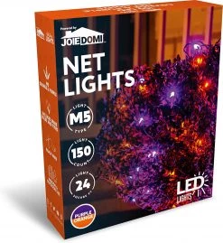 Joiedomi 100 LED Orange and Purple Halloween Net Lights - Halloween Decorations