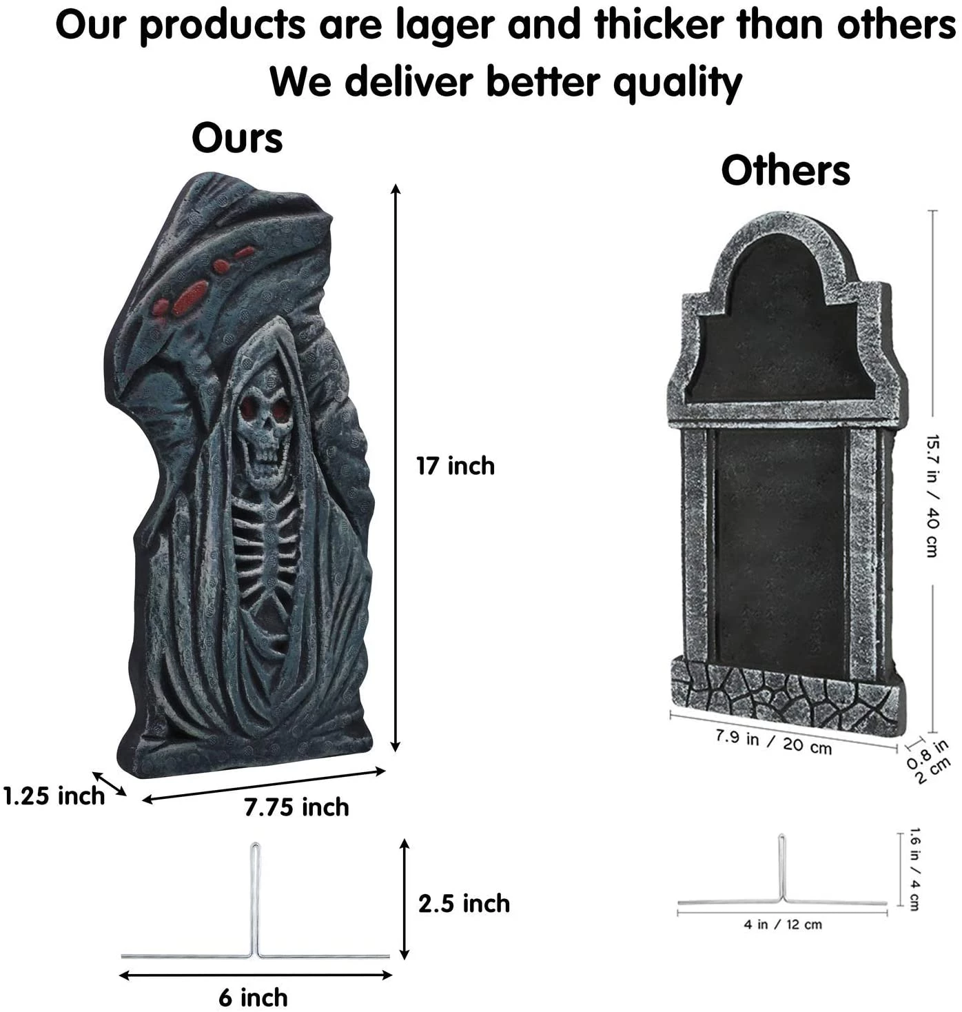 Joyin 6Pcs Tombstone In Grim Reaper Design Decorations 17in - Halloween Decorations - Image 2