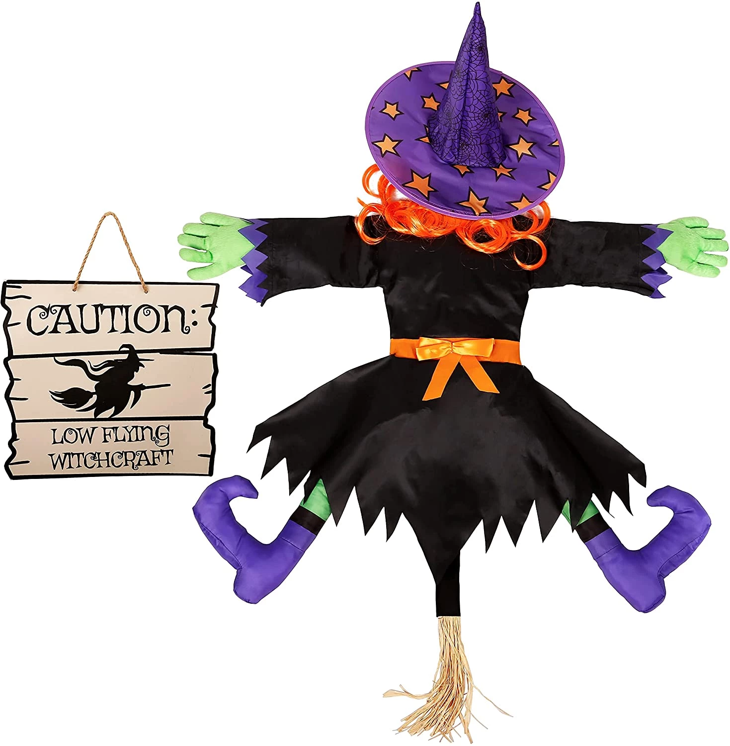 Joyin Crashing Witch Into Tree with Sign 44in - Halloween Decorations - Image 6