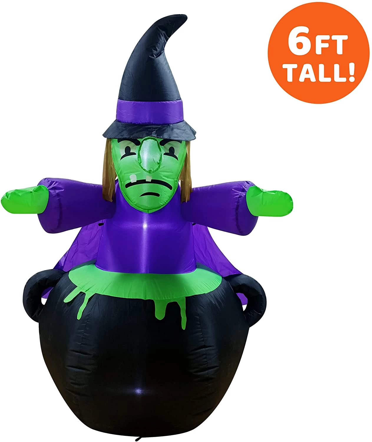 Joiedomi 6ft Halloween Inflatable Witch in Cauldron - Halloween Decorations - Image 3