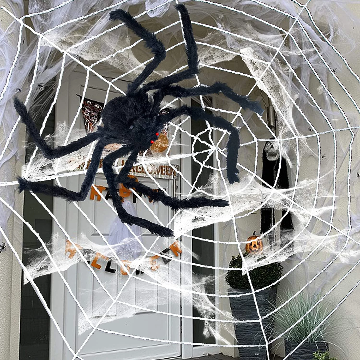Joyin Giant Spider (35) With Large Spider Web 11.8ft - Halloween Decorations - Image 2