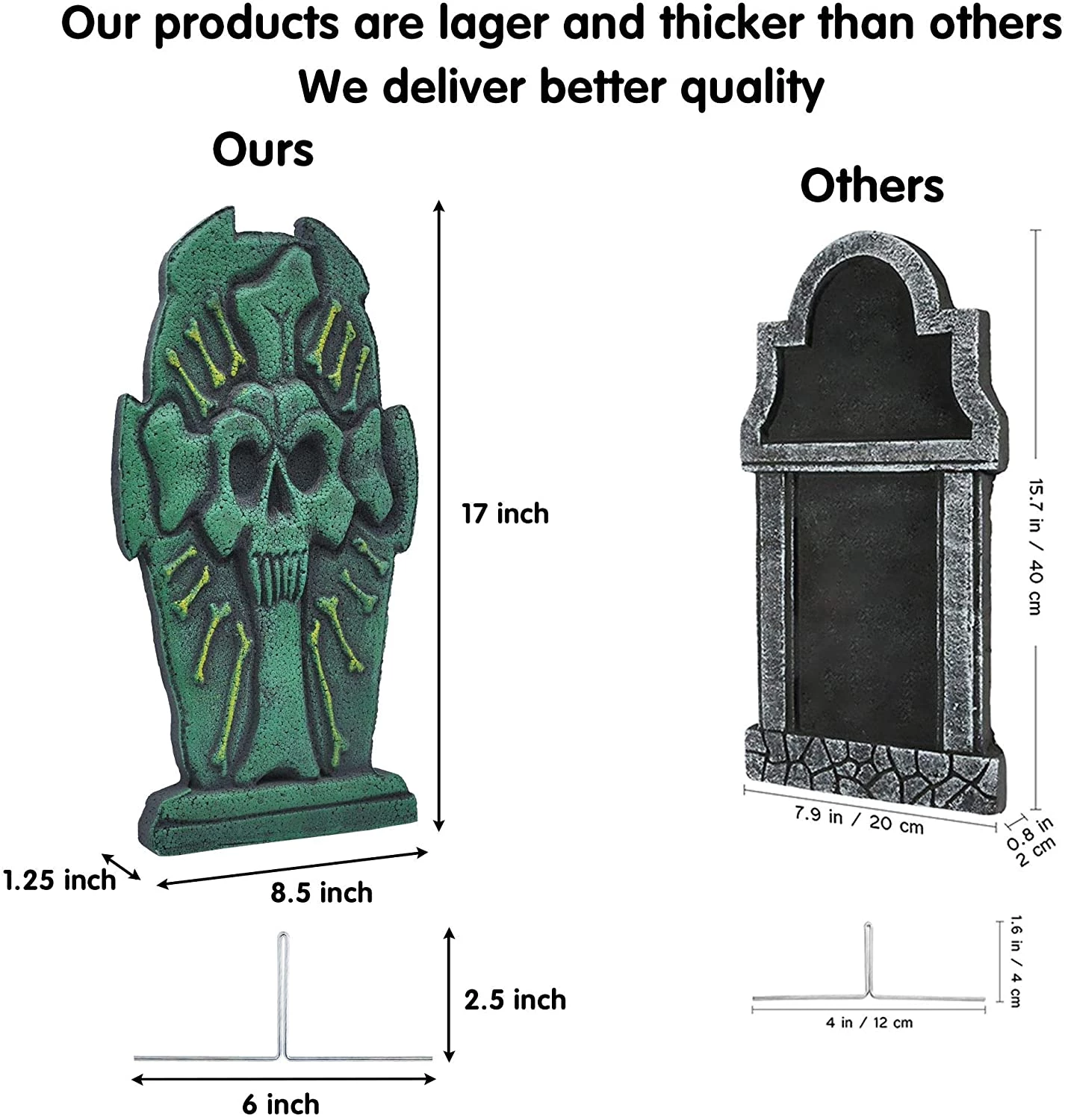 Joyin 5Pcs Foam Graveyard Tombstone 17in - Halloween Decorations - Image 3