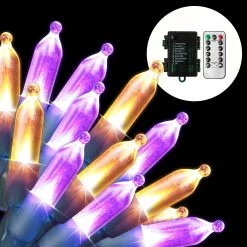 Joiedomi 2Pcs of Orange & Purple Green LED String Lights 17.3ft - Halloween Decorations