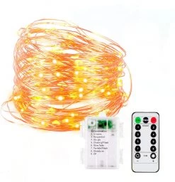 Joiedomi 200 Count Orange LED Copper String Lights 66ft - Halloween Decorations