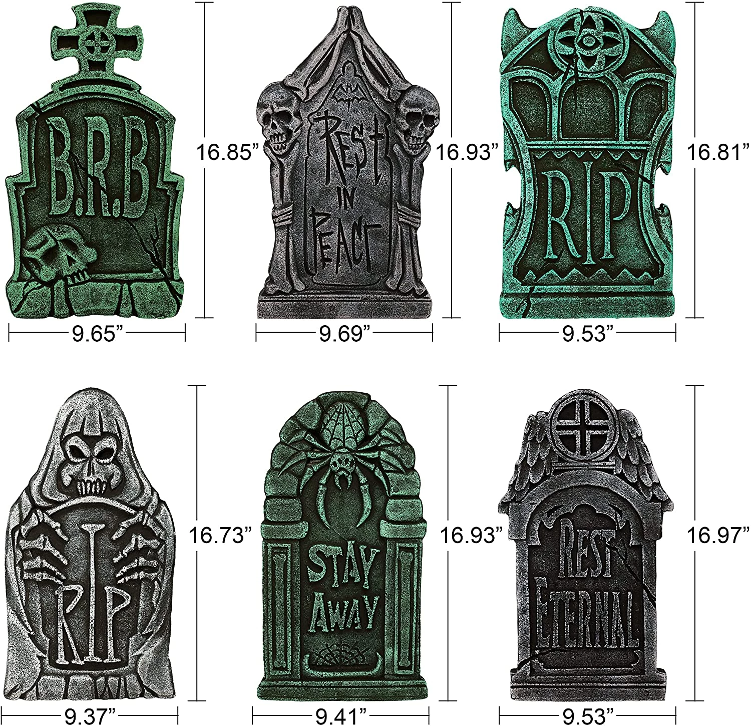 Joyin 6Pcs Foam Graveyard Tombstone 16.9in - Halloween Decorations - Image 7