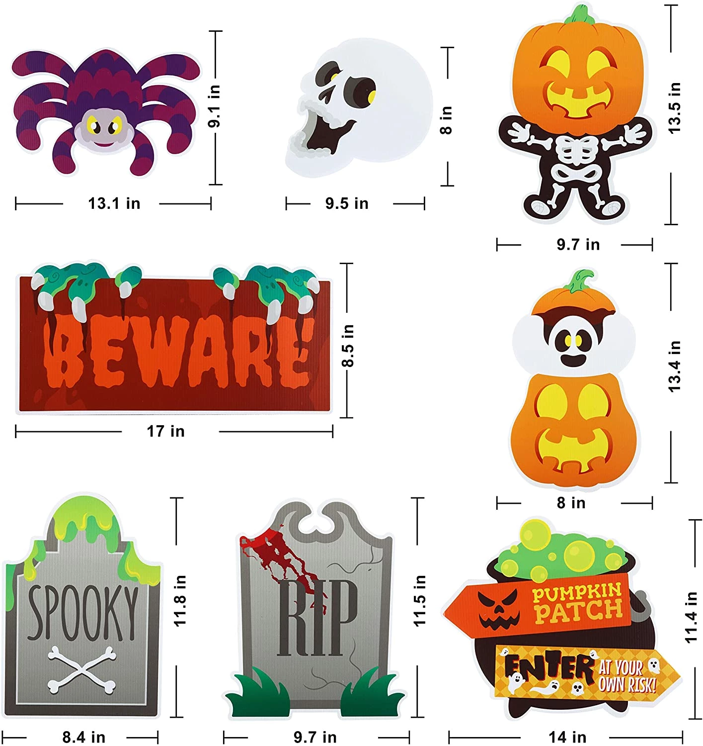 Joyin 9 Pcs Friendly Halloween Corrugate Yard Stake Signs - Halloween Decorations - Image 7
