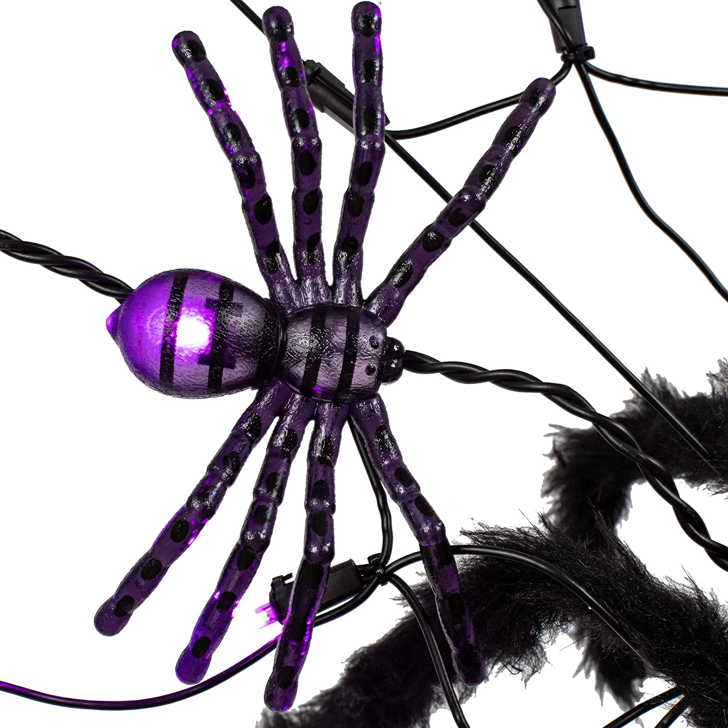Joiedomi Light-up Purple Spider Web with 3 Spiders 59in - Halloween Decorations - Image 5
