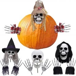Joyin 4Pcs Grim Reaper Pumpkin Stakes - Halloween Decorations